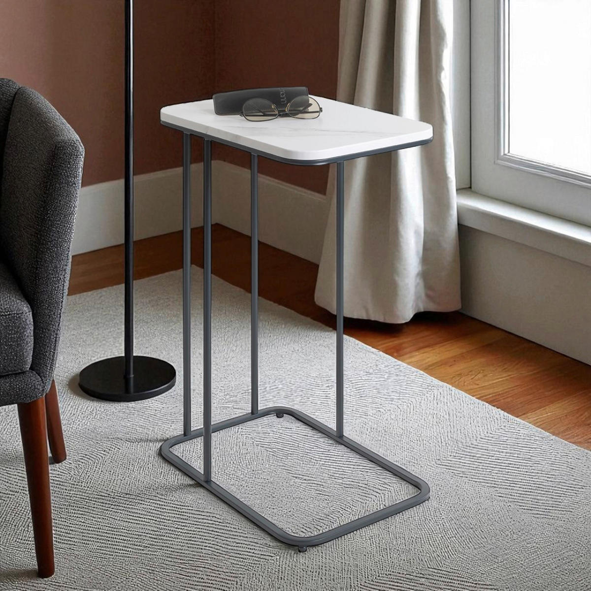 BEISTELLTISCH 45/30/67 cm Anthrazit, Weiß rechteckig  - Anthrazit/Weiß, Trend, Holzwerkstoff/Metall (45/30/67cm)