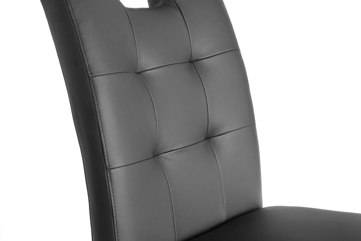 SCHWINGSTUHL    Echtleder  - Edelstahlfarben/Schwarz, Design, Leder/Metall (46/97/57cm) - Novel