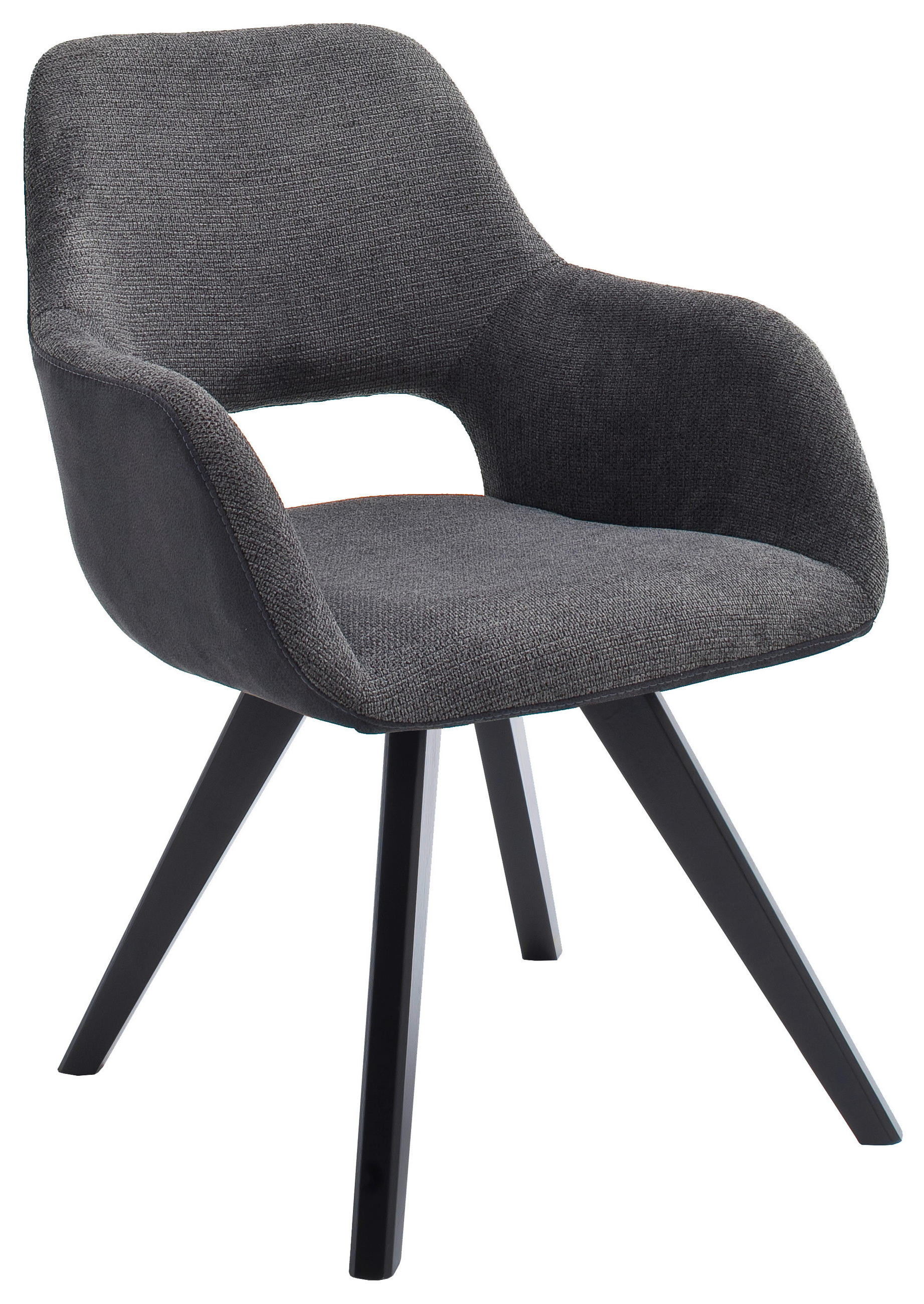 ARMLEHNSTUHL in Holz, Textil Anthrazit, Schwarz  - Anthrazit/Schwarz, Design, Holz/Textil (56/86/64cm) - Lomoco