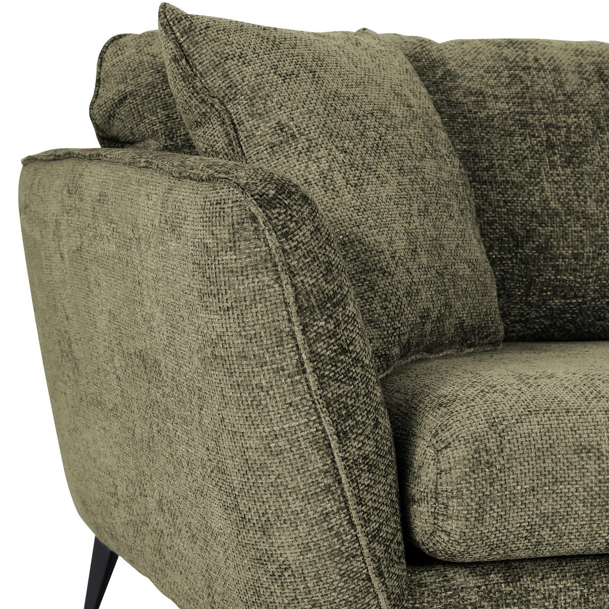 BIGSOFA in Chenille Grün  - Schwarz/Grün, Konventionell, Textil/Metall (215/70/98cm) - Carryhome