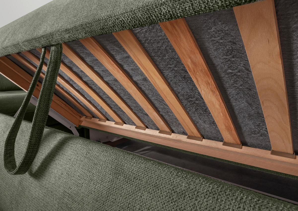 WOHNLANDSCHAFT in Chenille Dunkelgrün  - Dunkelgrün/Schwarz, Modern, Textil/Metall (252/387/184cm) - Livetastic