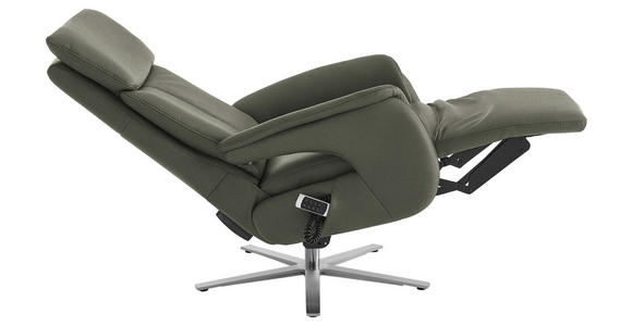 RELAXSESSEL in Leder Grau - Edelstahlfarben/Grau, Design, Leder/Metall (70/124/85cm) - Cantus