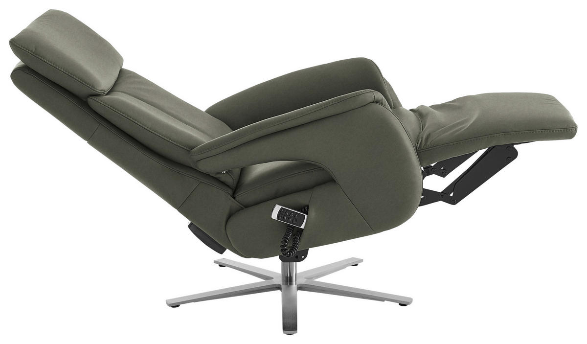 RELAXSESSEL in Leder Grau  - Edelstahlfarben/Grau, Design, Leder/Metall (70/124/85cm) - Cantus