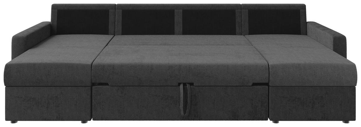 WOHNLANDSCHAFT Anthrazit Cord  - Anthrazit/Schwarz, KONVENTIONELL, Kunststoff/Textil (152/290/152cm) - Ti'me