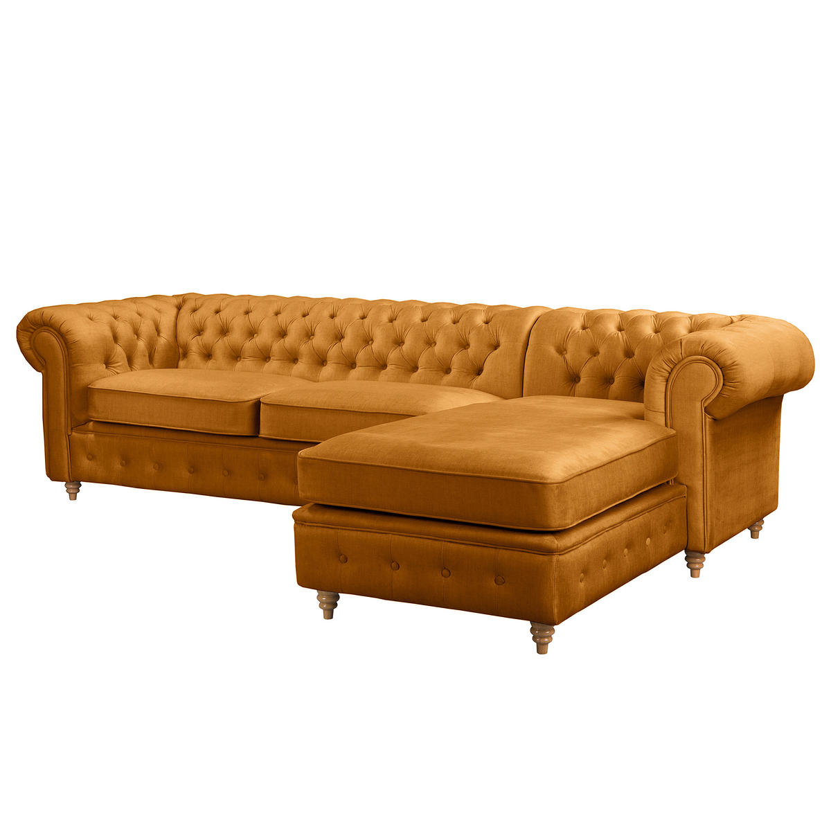 ECKSOFA Laura Bernsteinfarben Mikrofaser  - Bernsteinfarben/Creme, Design, Holz/Textil (284/182cm) - P & B