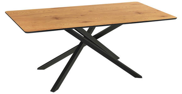 ESSTISCH rechteckig Eichefarben - Eichefarben/Schwarz, Design, Holzwerkstoff/Metall (180/90/75cm) - Carryhome