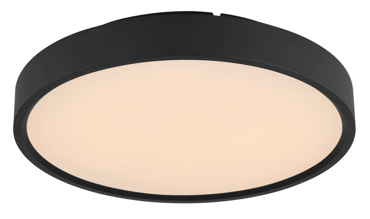 LED-DECKENLEUCHTE Jess 39/7,7 cm  - Opal/Schwarz, Design, Kunststoff/Metall (39/7,7cm) - Globo