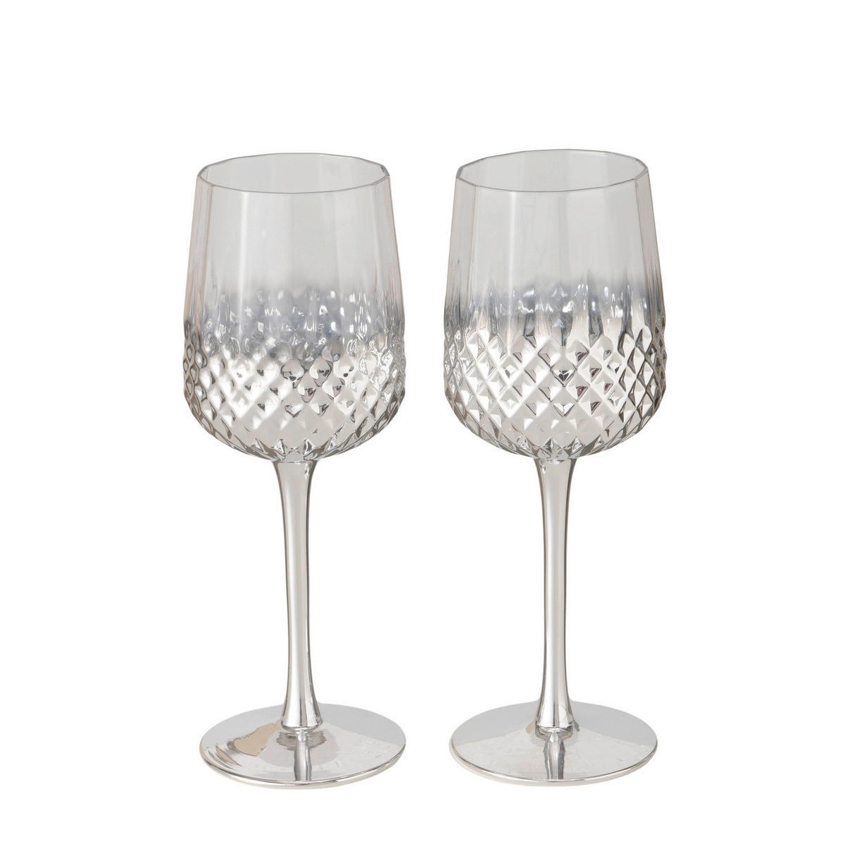 SADA SKLENIČIEK 2 ks - priehľadné/strieborná, Basics, sklo (8/8/22cm)