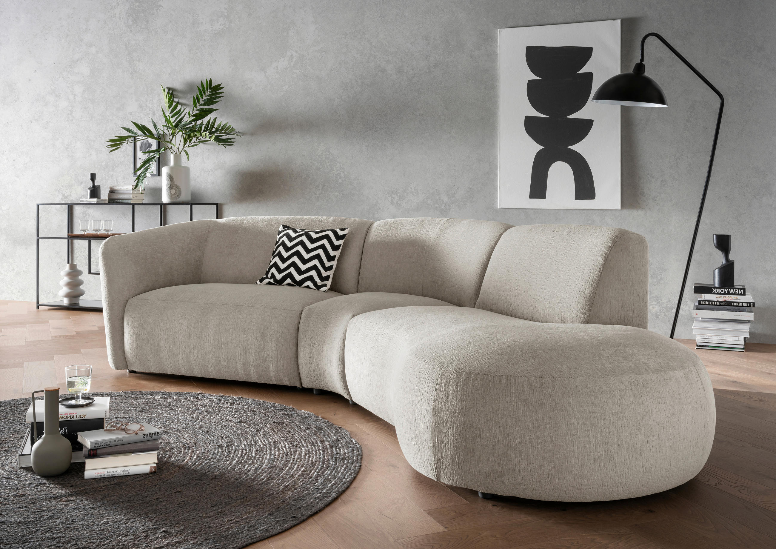 ECKSOFA in Mikrofaser Taupe  - Taupe/Schwarz, Modern, Kunststoff/Textil (276/182cm) - Livetastic