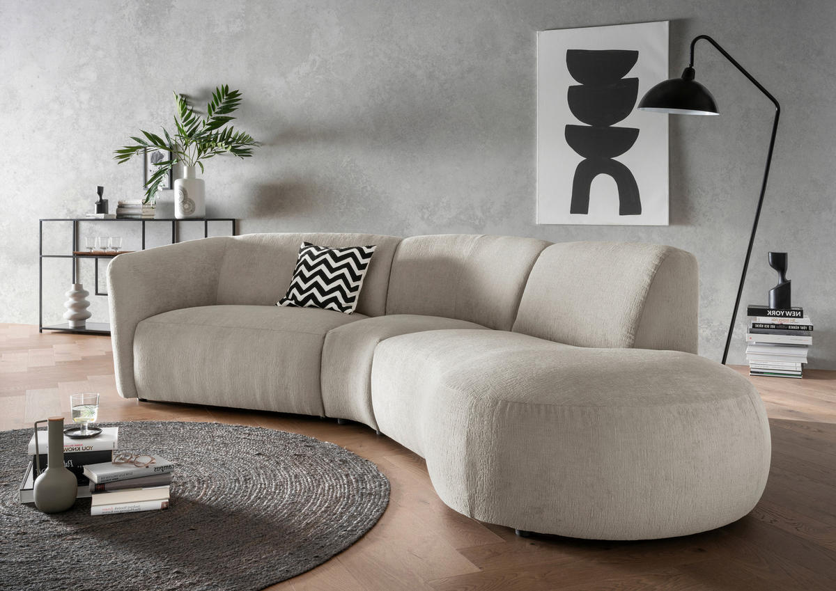 ECKSOFA in Mikrofaser Taupe  - Taupe/Schwarz, Modern, Kunststoff/Textil (276/182cm) - Livetastic