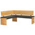 ECKBANK Echtleder Kernbuche massiv Buchefarben, Dunkelbraun - Dunkelbraun/Buchefarben, Design, Leder/Holz (142/194cm) - Moderano
