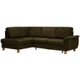 ECKSOFA Olivgrün Flachgewebe  - Eichefarben/Olivgrün, Design, Holz/Textil (185/253cm) - Cantus