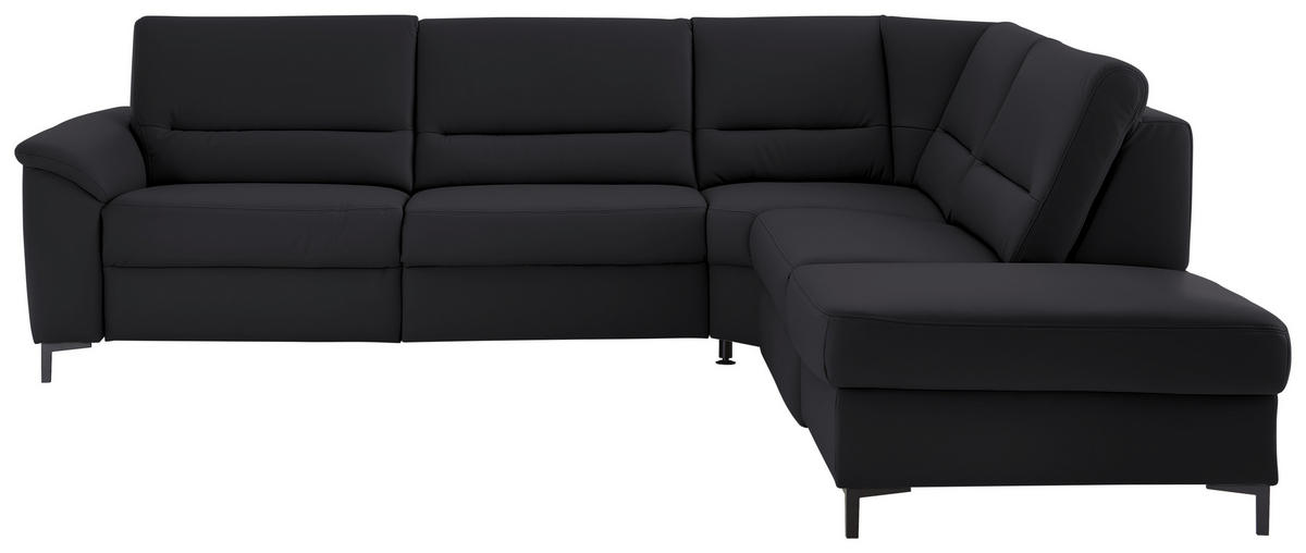 ECKSOFA  in Echtleder Schwarz  290/249 cm  - Schwarz, KONVENTIONELL, Leder/Metall (290/249cm) - Beldomo Premium