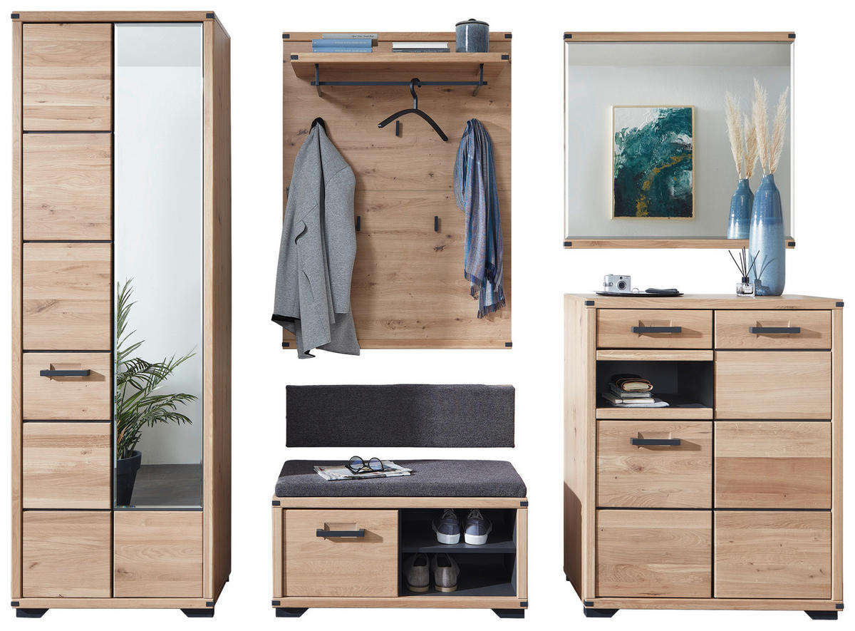 GARDEROBE 5-teilig  in 268/204/41 cm  - Wildeiche/Graphitfarben, Natur, Holz/Holzwerkstoff (268/204/41cm) - Linea Natura