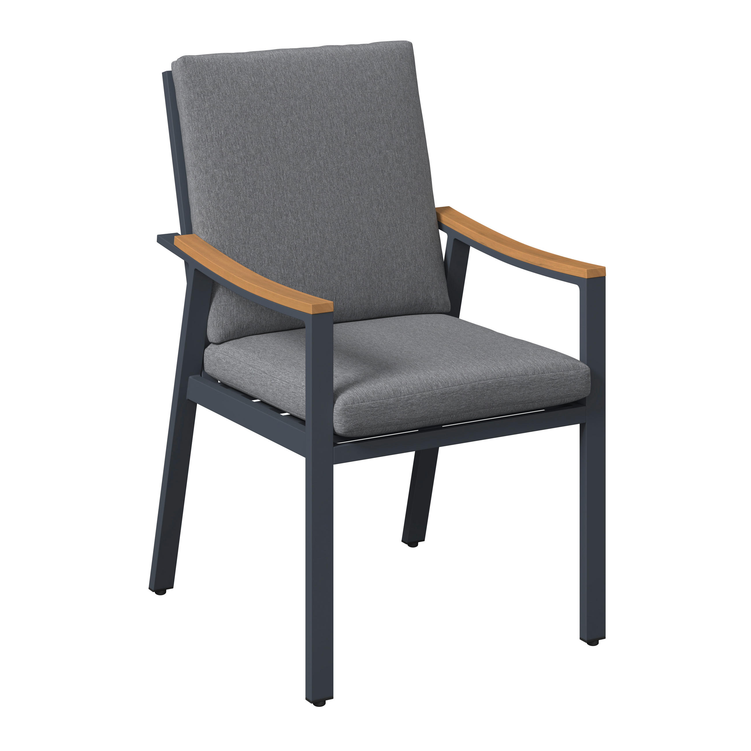 GARTENSTUHL in Holz, Metall, Textil Naturfarben, Dunkelgrau  - Dunkelgrau/Naturfarben, Basics, Holz/Textil (56/91/69cm) - Ambia Garden