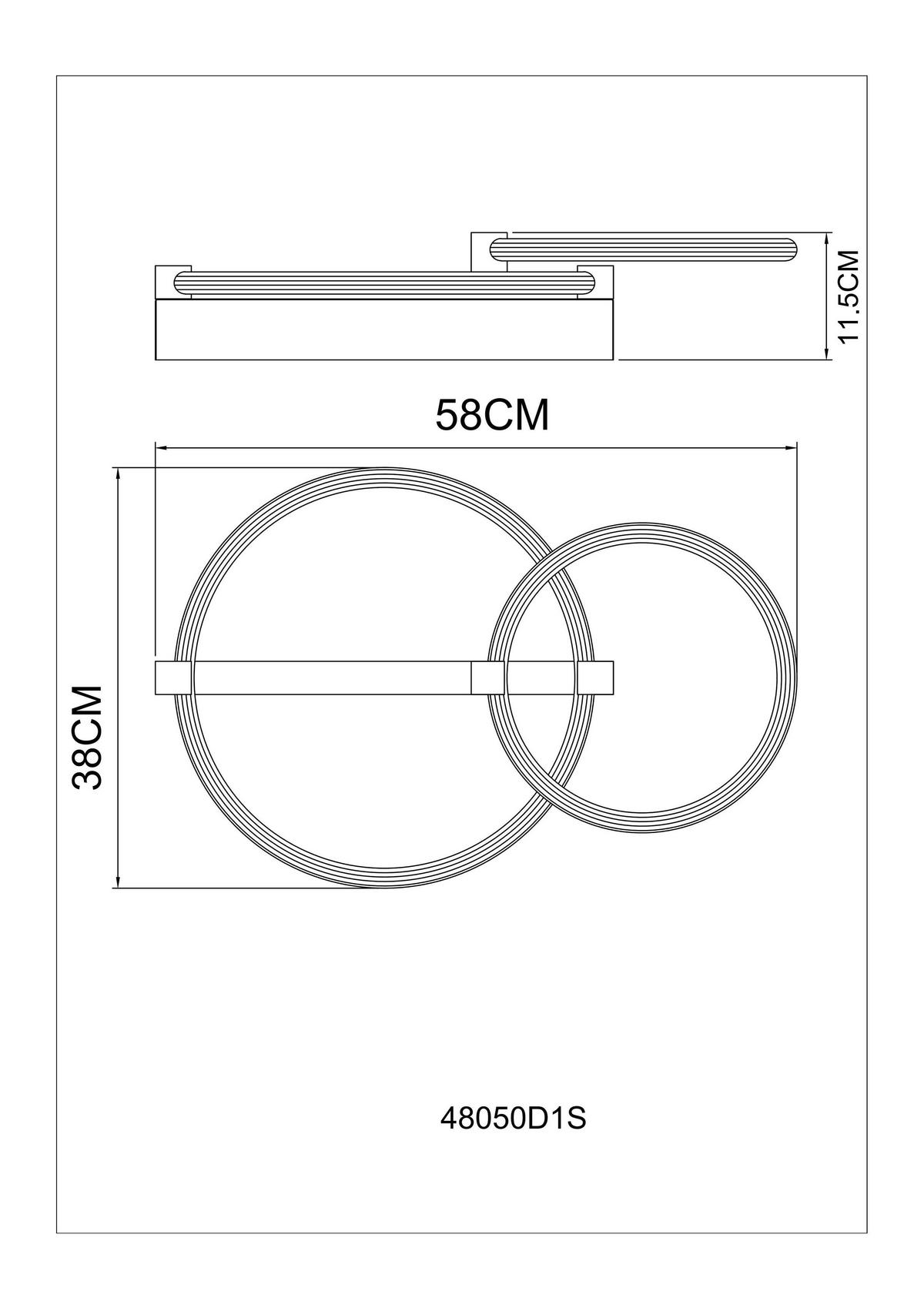 LED-DECKENLEUCHTE Fletcher 58/38/11,5 cm  - Transparent/Schwarz, Design, Kunststoff/Metall (58/38/11,5cm) - Globo