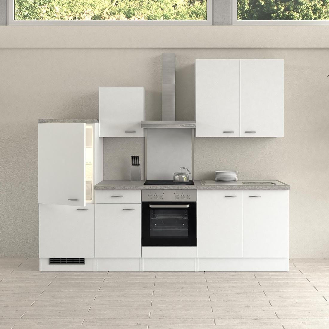 KÜCHENLEERBLOCK 270 cm   in Weiß  - Edelstahlfarben/Hellgrau, KONVENTIONELL, Holzwerkstoff/Kunststoff (270cm) - FlexWell