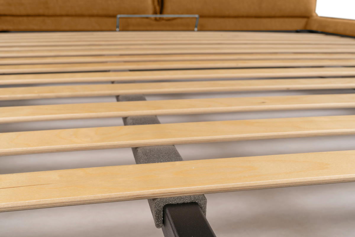 KÁRPITOZOTT ÁGY 160/200 cm  aranybarna  - aranybarna/fekete, Basics, műanyag/textil (160/200cm) - Carryhome