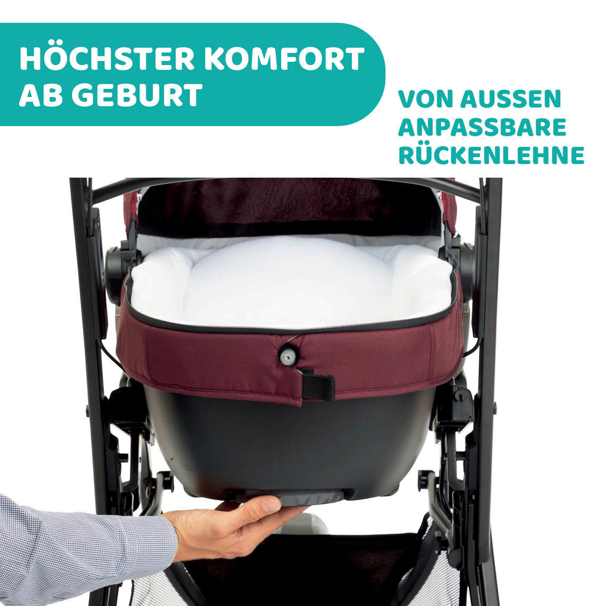 LIEGEWANNE ACTIV3  - Weinrot, Basics (65/45/90cm) - Chicco