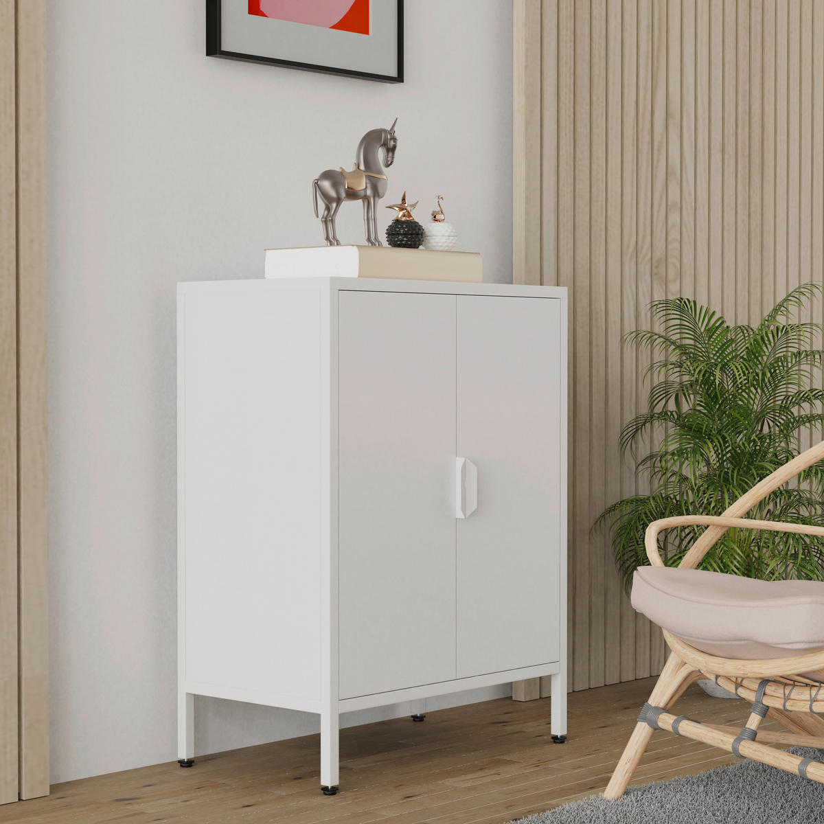 KOMMODE 60/80/35 cm  in Weiss  - Weiss, Design, Metall (60/80/35cm) - MID.YOU