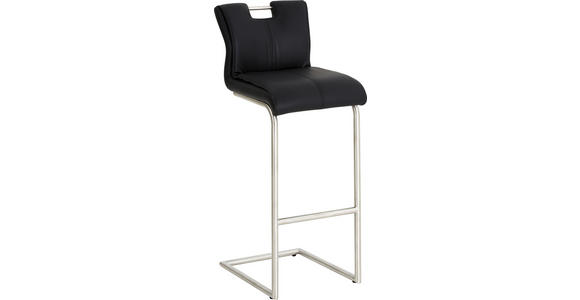 BARHOCKER in Metall, Textil Edelstahlfarben, Schwarz - Edelstahlfarben/Schwarz, Design, Textil/Metall (40/114/45cm) - Dieter Knoll