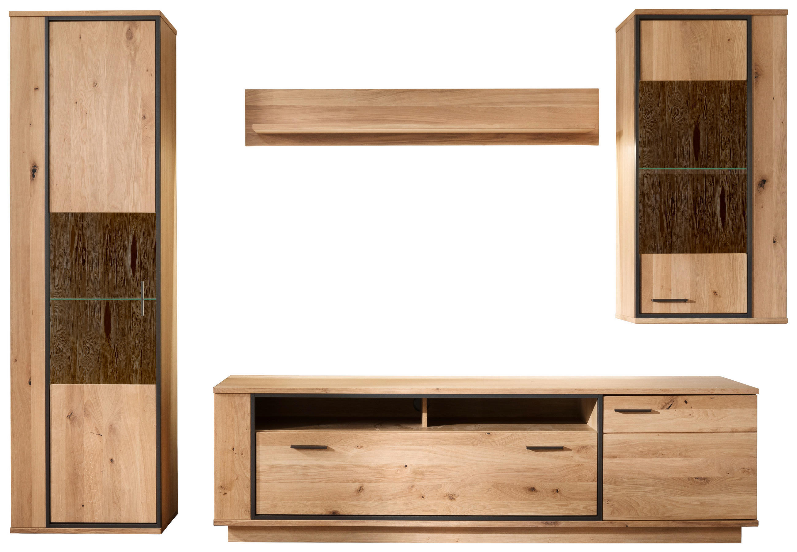 WOHNWAND  in Anthrazit, Eichefarben 310/209/50 cm  - Eichefarben/Anthrazit, Konventionell, Glas/Holz (310/209/50cm) - Landscape