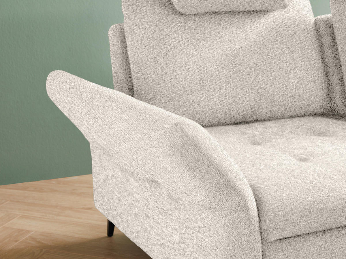 ECKSOFA in Bouclé Creme  - Creme/Schwarz, Natur, Textil/Metall (288/233cm) - Valnatura