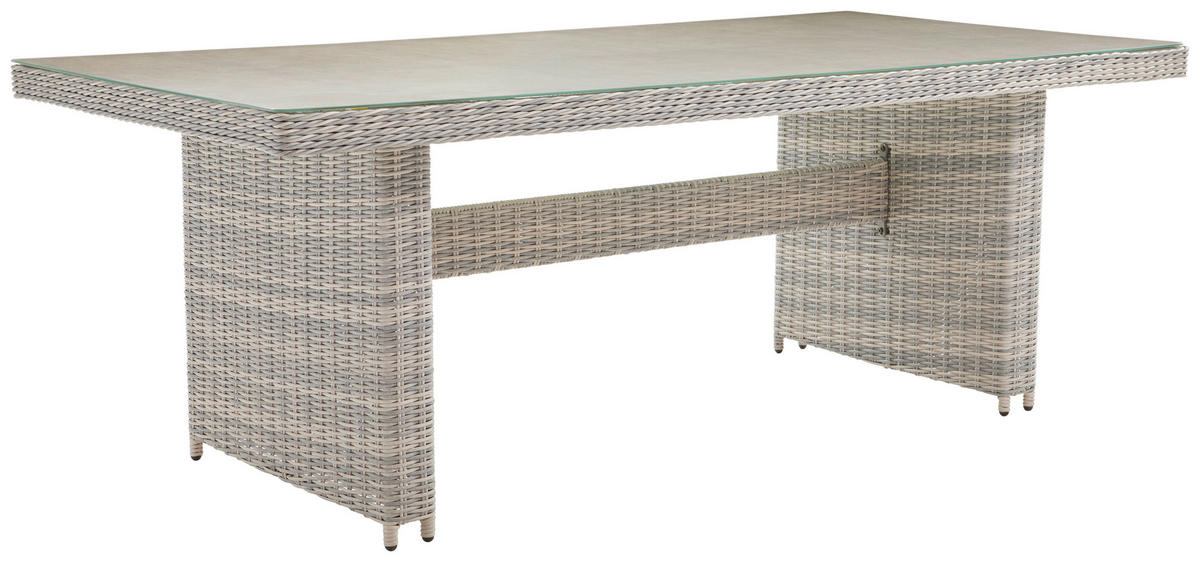 DINING-LOUNGESET Aluminium  - Dunkelgrau/Hellgrau, ROMANTIK / LANDHAUS, Glas/Kunststoff (100/200/74cm) - Ambia Garden