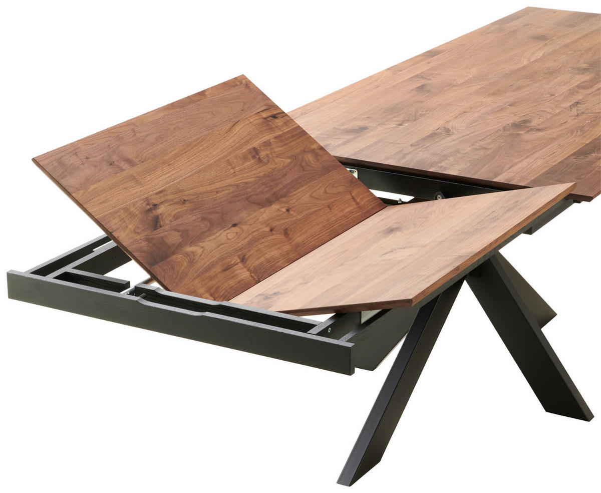 ESSTISCH in Holz, Metall 200-285/100/75 cm  - Nussbaumfarben/Schwarz, Natur, Holz/Metall (200-285/100/75cm) - Linea Natura