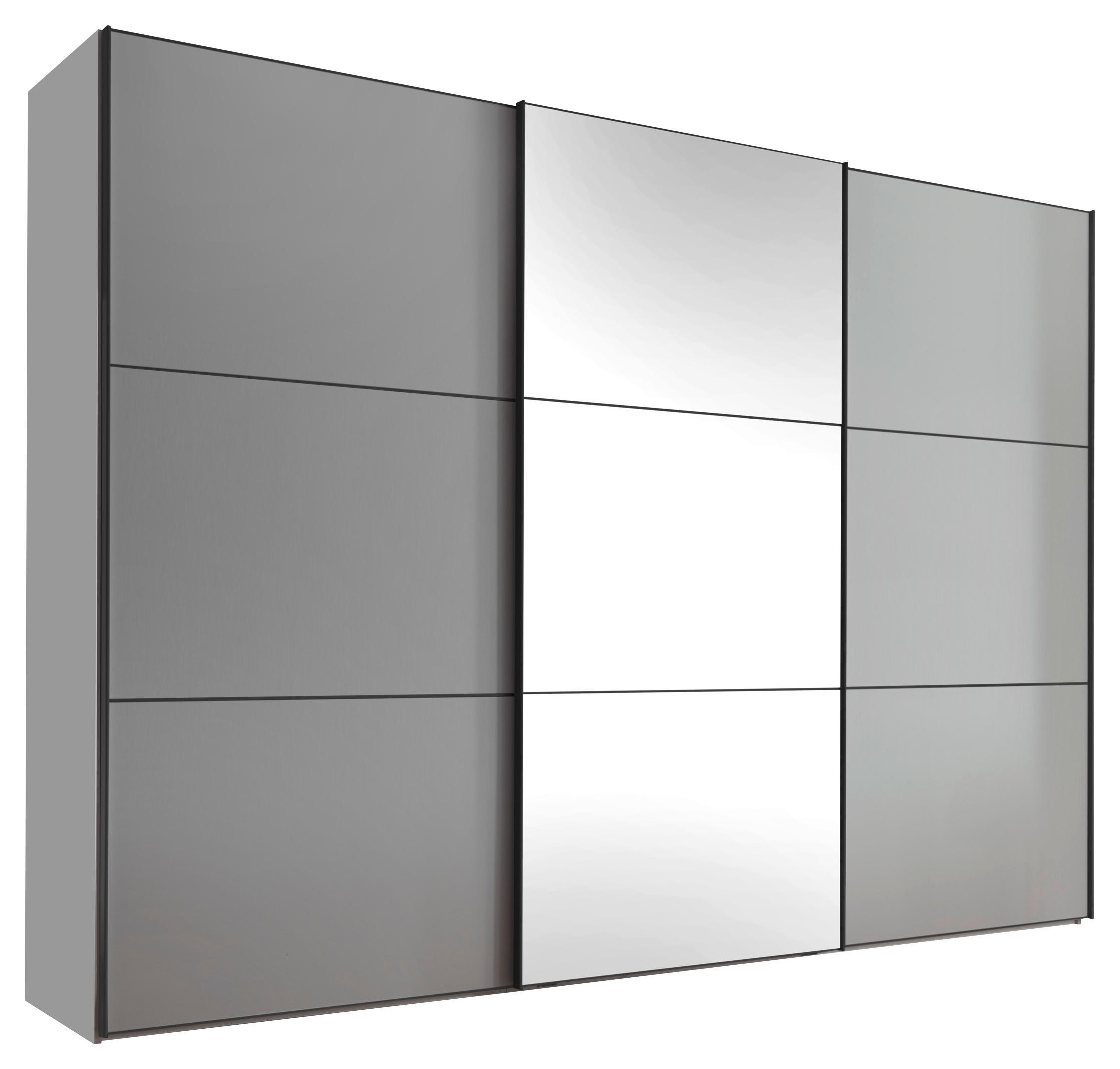SCHWEBETÜRENSCHRANK  in Grau  - Schwarz/Grau, Holzwerkstoff/Metall (249/222/68cm) - Moderano