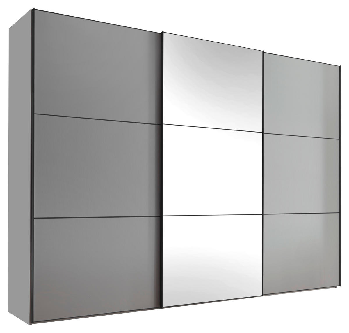 SCHWEBETÜRENSCHRANK in Grau  - Schwarz/Grau, Holzwerkstoff/Metall (249/222/68cm) - Moderano