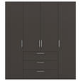DREHTÜRENSCHRANK 201/223/61 cm,  in Graphitfarben, 4-türig  - Edelstahlfarben/Graphitfarben, Basics, Holzwerkstoff/Metall (201/223/61cm) - Novel