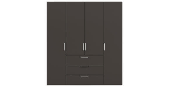 DREHTÜRENSCHRANK 201/223/61 cm,  in Graphitfarben, 4-türig  - Edelstahlfarben/Graphitfarben, Basics, Holzwerkstoff/Metall (201/223/61cm) - Novel