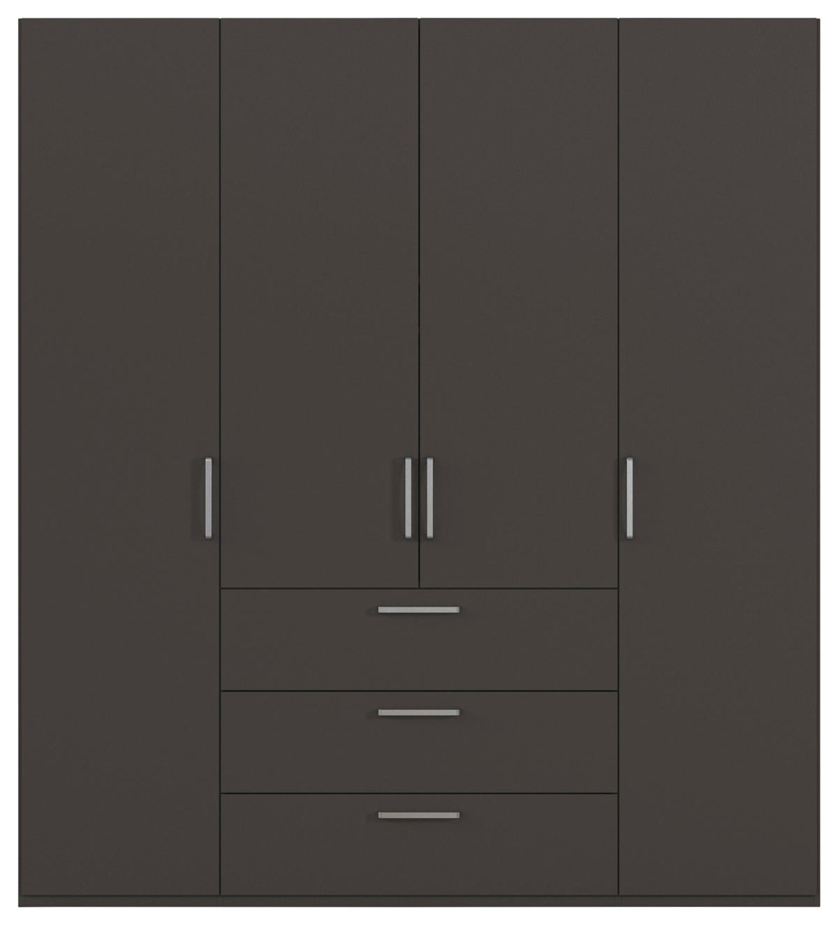 DREHTÜRENSCHRANK 201/235/61 cm,  in Graphitfarben, 4-türig  - Edelstahlfarben/Graphitfarben, Basics, Holzwerkstoff/Metall (201/235/61cm) - Novel