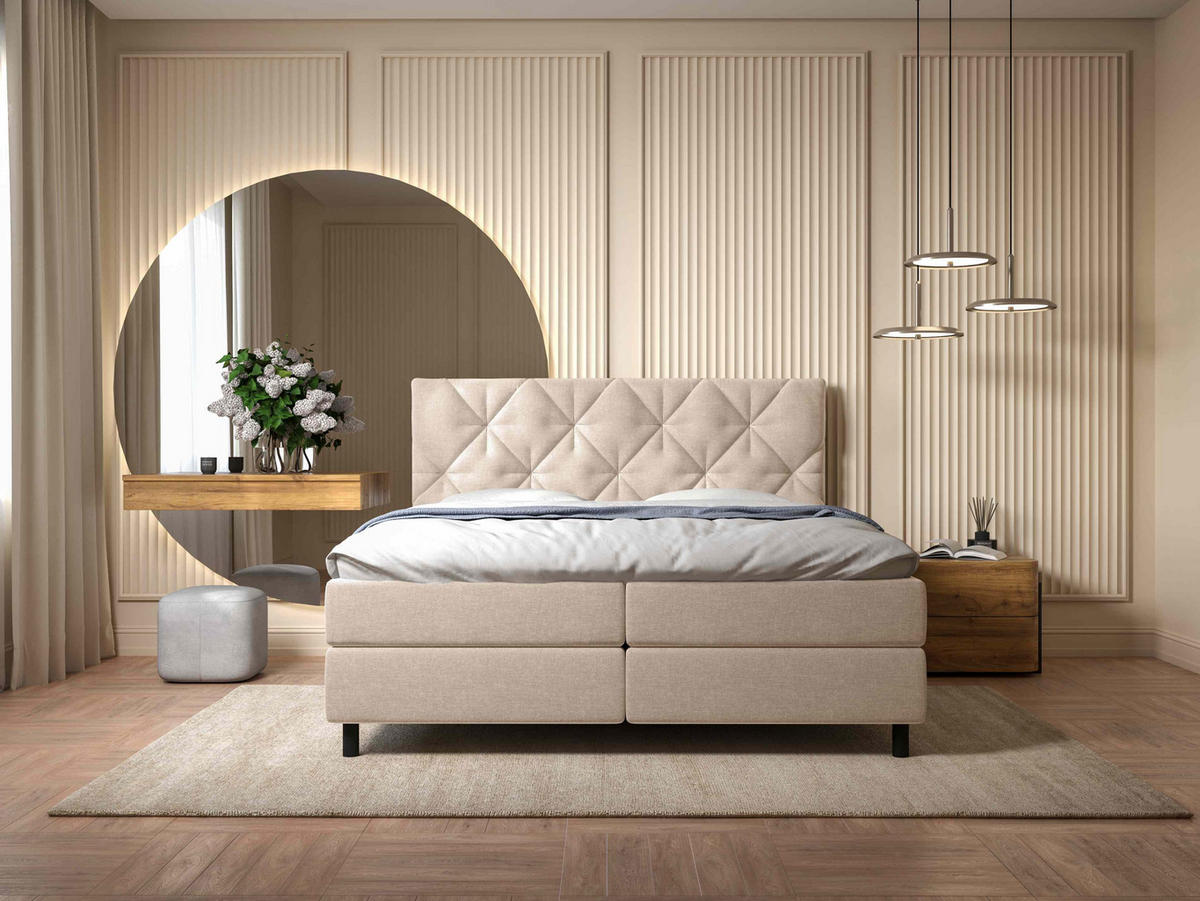 BOXBETT 180/200 cm  in Beige  - Beige/Schwarz, Design, Holz/Holzwerkstoff (180/200cm) - Esposa