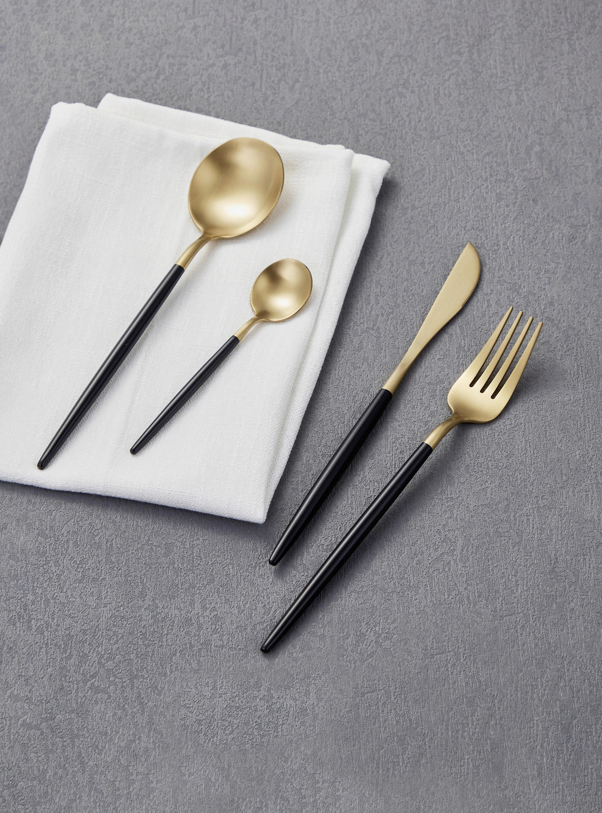 BESTECKSET 16-teilig Edelstahl  für  - Goldfarben/Schwarz, Basics, Metall - Eglo