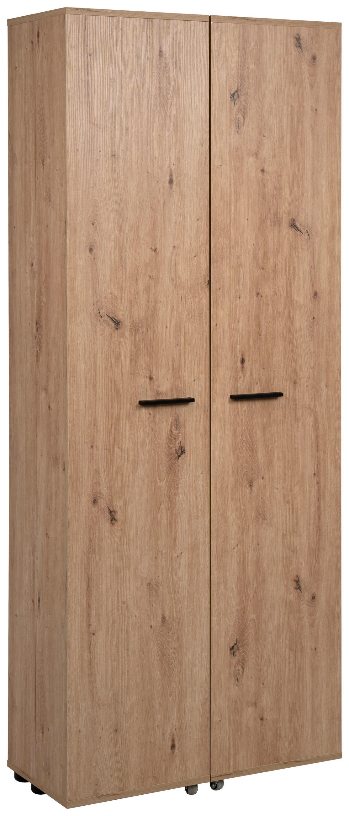SCHUHSCHRANK Eiche Artisan  - Schwarz/Eiche Artisan, MODERN, Holzwerkstoff/Kunststoff (74/181,5/34cm) - Xora