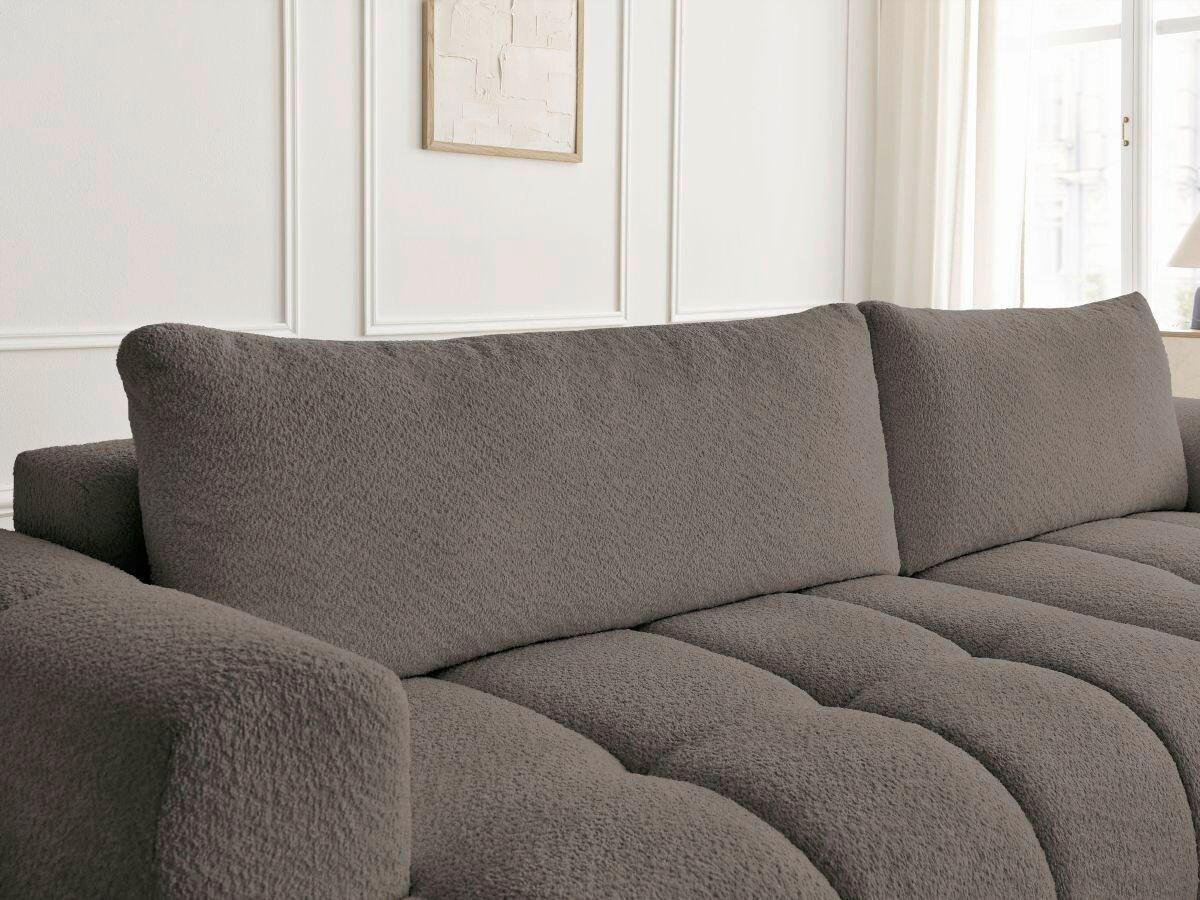 ECKSCHLAFSOFA FUJI Bouclé Taupe  inkl.  - Taupe/Schwarz, MODERN, Kunststoff/Textil (292/160cm)