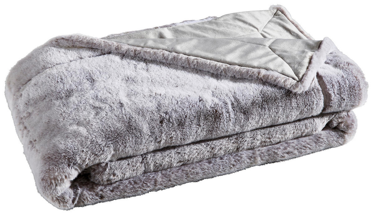 KOŽEŠINOVÁ DEKA, polyakryl, 150/200 cm - barvy stříbra, Konvenční, kožešina/textil (150/200cm) - Novel