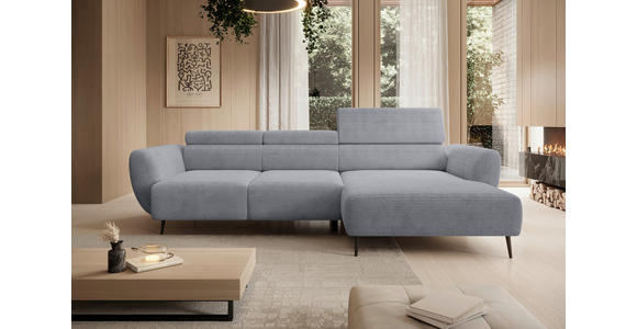 ECKSOFA  in Cord Dunkelgrau  277/174 cm  - Dunkelgrau/Schwarz, KONVENTIONELL, Textil/Metall (277/174cm) - Carryhome