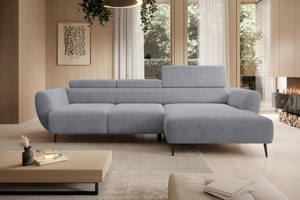 ECKSOFA in Cord Dunkelgrau  - Dunkelgrau/Schwarz, Konventionell, Textil/Metall (277/174cm) - Carryhome