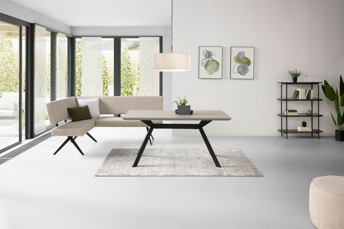 ECKBANK 150/190 cm  in Beige  - Beige/Schwarz, KONVENTIONELL, Textil/Metall (150/190cm) - MID.YOU