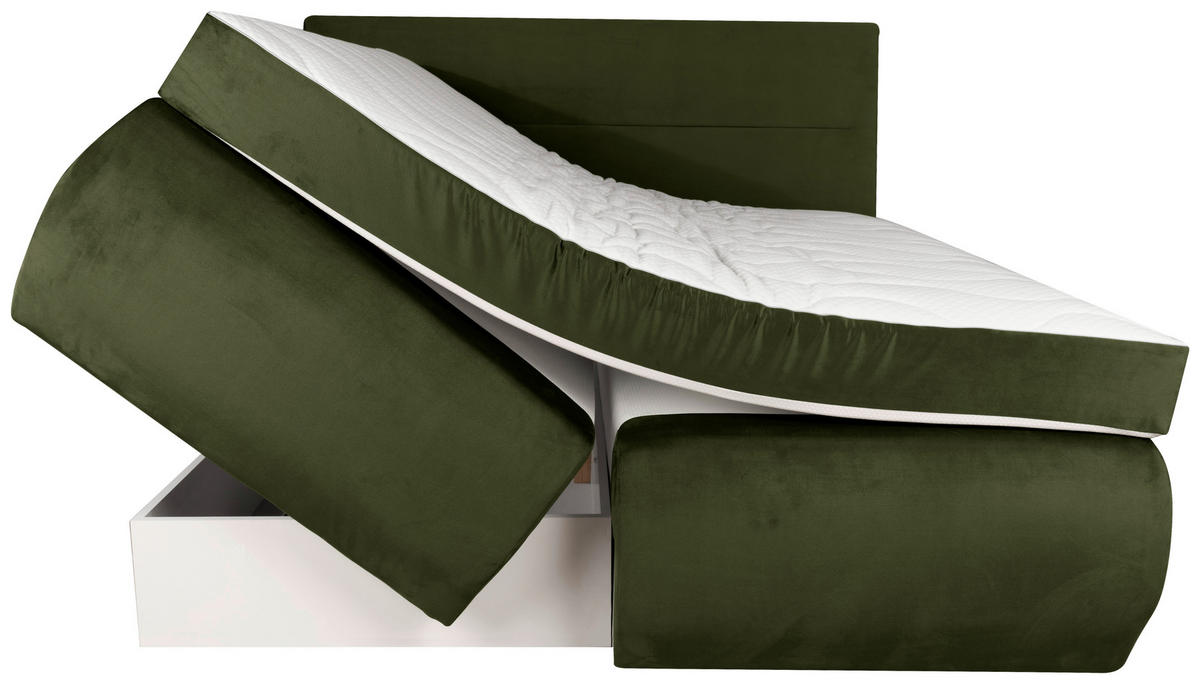 Boxspring 160X200 CM 160/200 cm  verde închis  - maro/verde închis, Modern, lemn/metal (160/200cm) - Voleo