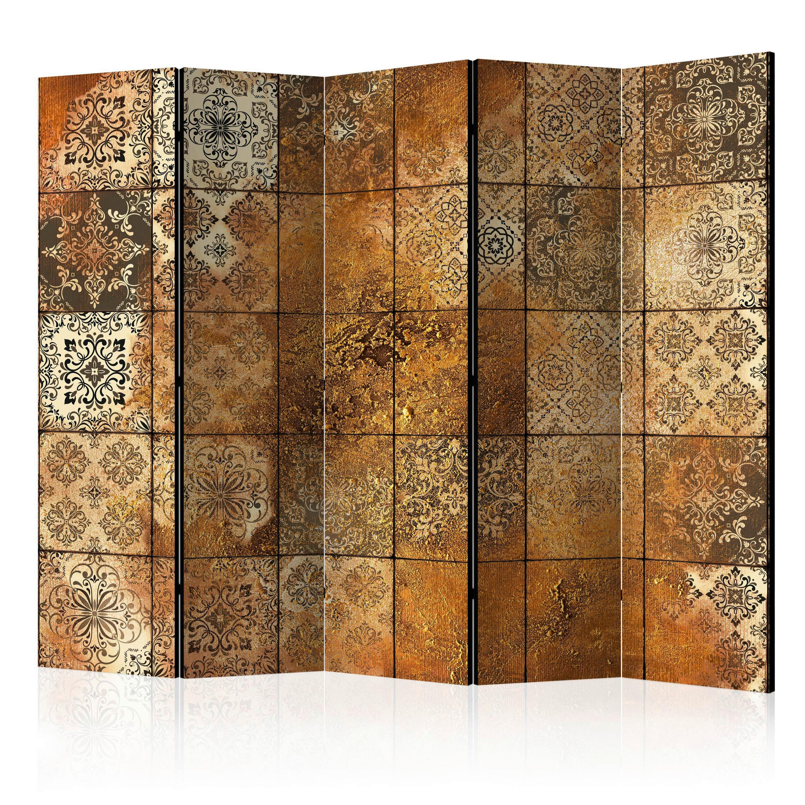 PARAVENT mit 5  Flügel - Beige/Braun, Basics, Holz/Textil (225/172/3cm) - artgeist