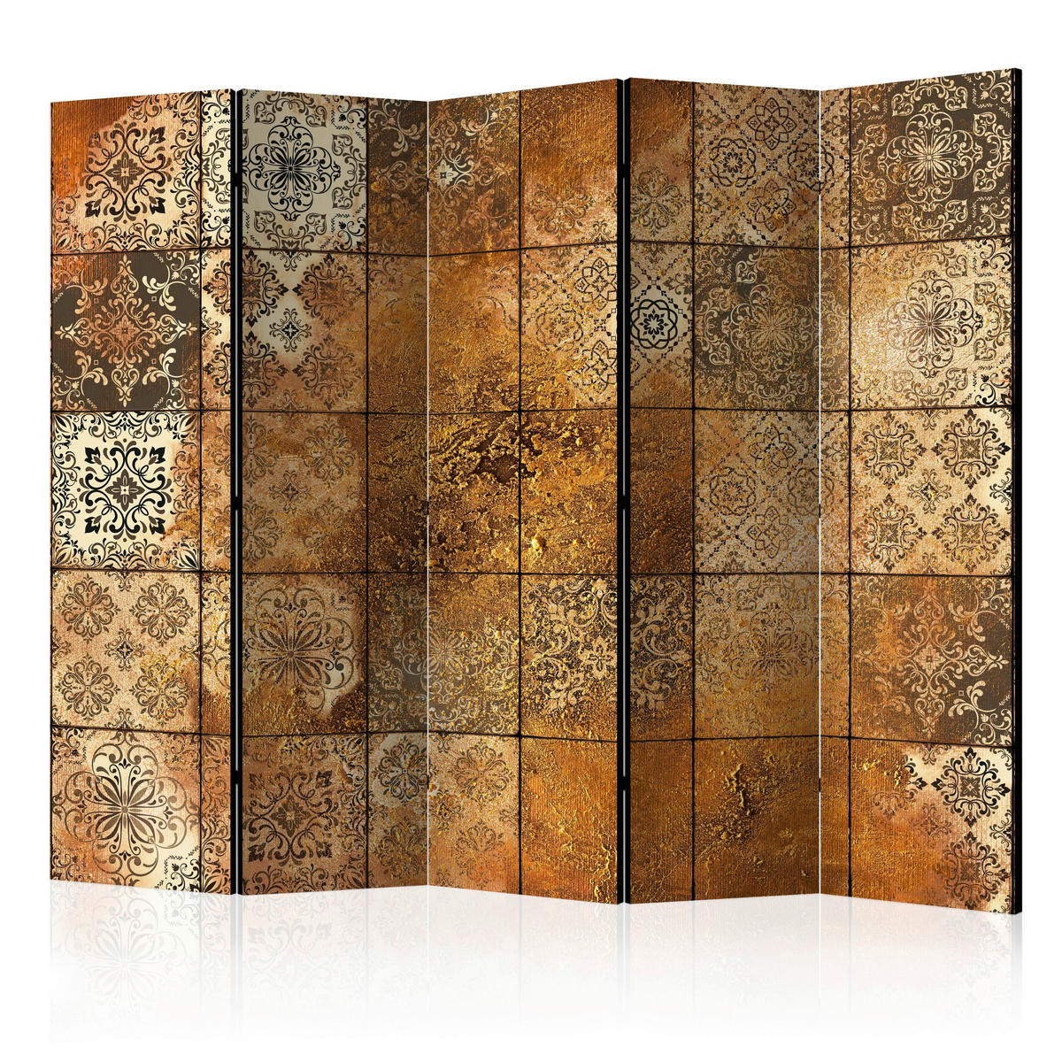 PARAVENT mit 5  Flügel - Beige/Braun, Basics, Holz/Kunststoff (225/172/3cm) - artgeist