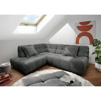 ECKSOFA ITALIA Anthrazit Chenille Hocker  - Anthrazit/Schwarz, MODERN, Kunststoff/Textil (203/254cm) - Livetastic