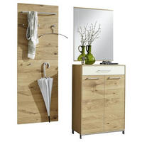 GARDEROBE 3-teilig  in 140/195/37 cm  - Eichefarben/Weiß, Design, Glas/Holz (140/195/37cm)