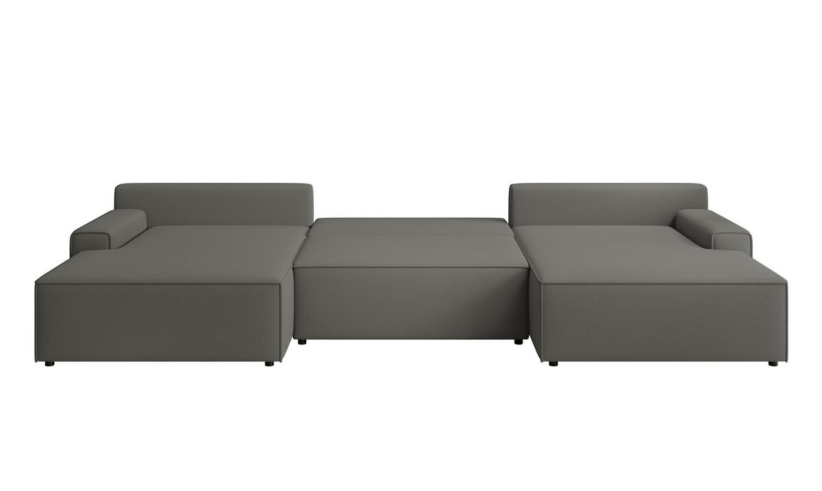 WOHNLANDSCHAFT CHALLENGE Greige Struktur  - Greige/Schwarz, MODERN, Kunststoff/Textil (168/333/168cm) - Trendmanufaktur