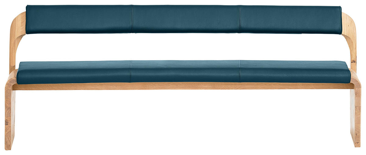 SITZBANK 227/84/70 cm  in Blau, Eichefarben  - Blau/Eichefarben, Natur, Leder/Holz (227/84/70cm) - Voglauer
