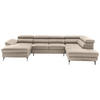 WOHNLANDSCHAFT in Echtleder Creme  - Silberfarben/Creme, Design, Leder/Metall (170/340/220cm) - Novel
